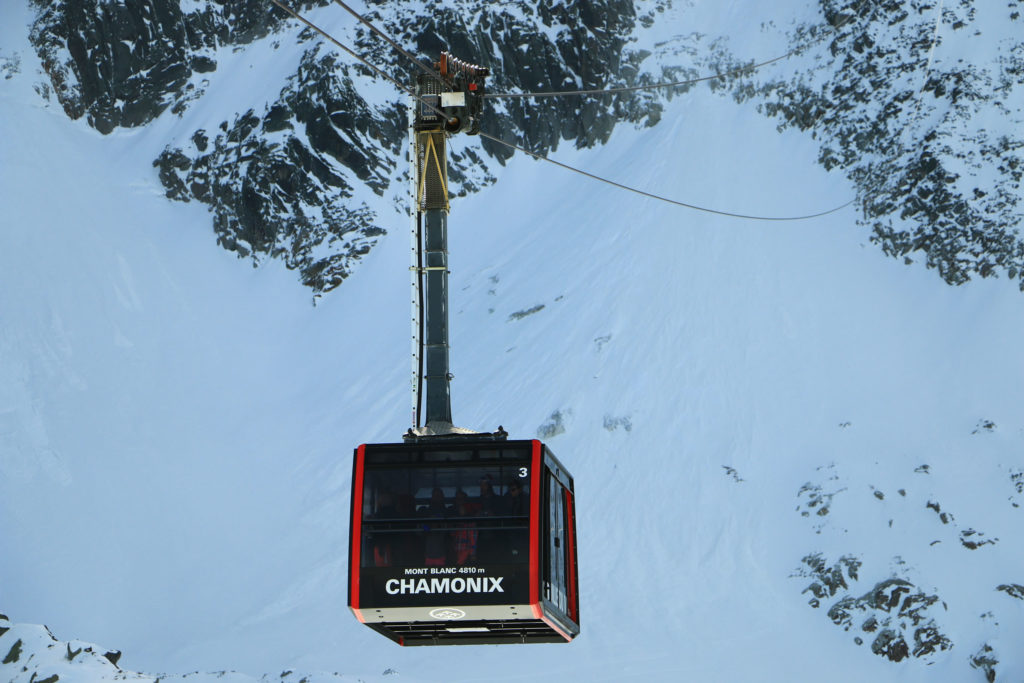 The second stage of the Aiguille du Midi cable car at Chamonix France