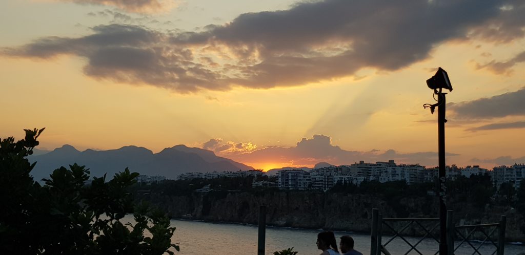 Sunset over the Torus mountains from Antalya Old Town